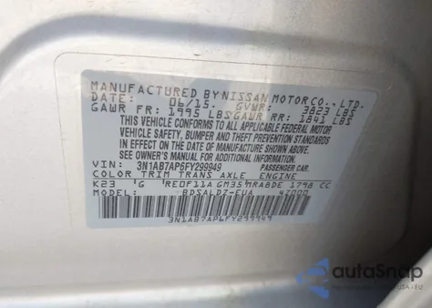 2015 Nissan Sentra Sv z USA, uszkodzony, nr VIN 3N1AB7AP6FY299949